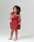 VALENTINA RED 3D FLOWER DRESS MINI