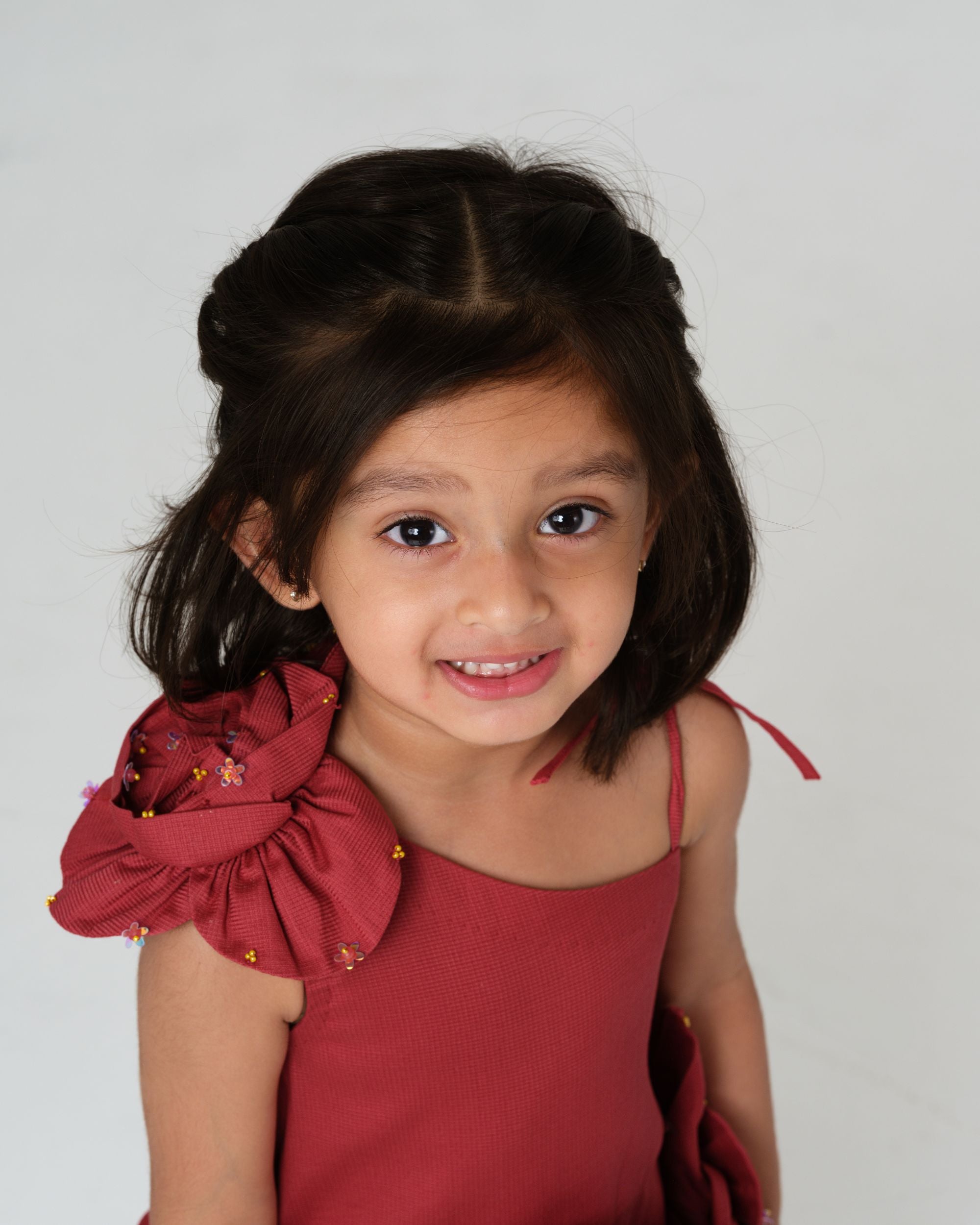 VALENTINA RED 3D FLOWER DRESS MINI