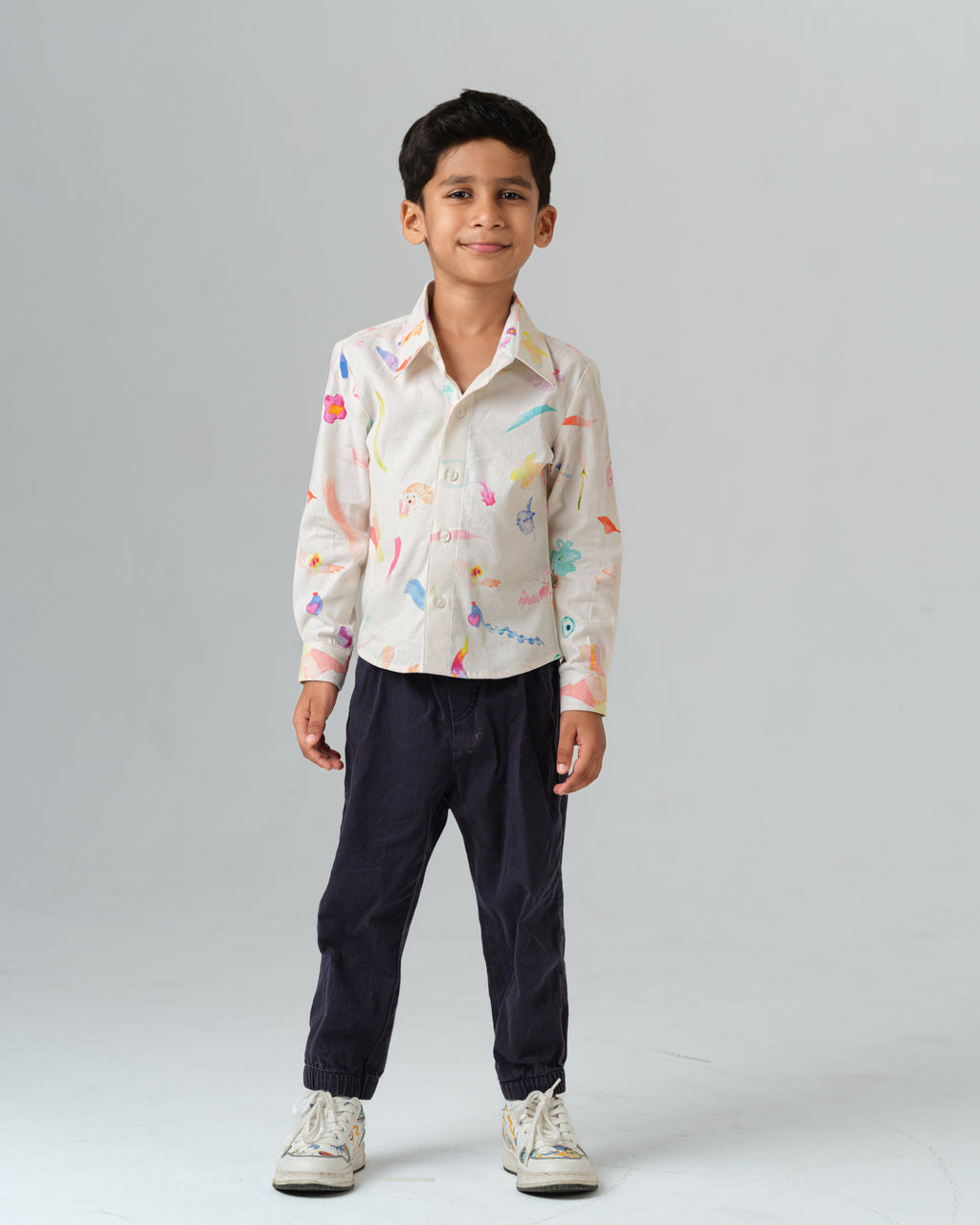 CIRO BRUSHSTROKE PRINT LYCRA LINEN SHIRT BOY
