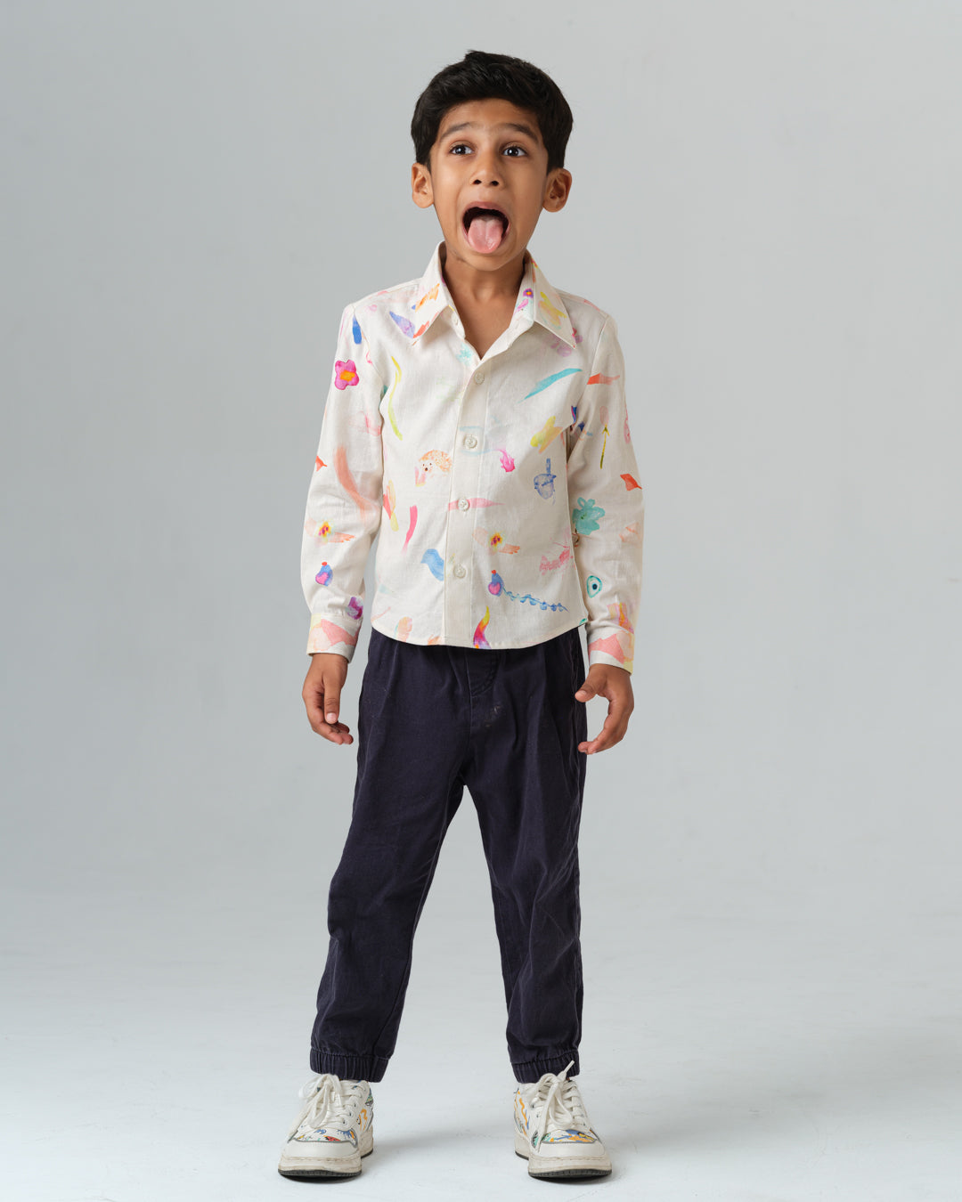 CIRO BRUSHSTROKE PRINT LYCRA LINEN SHIRT BOY