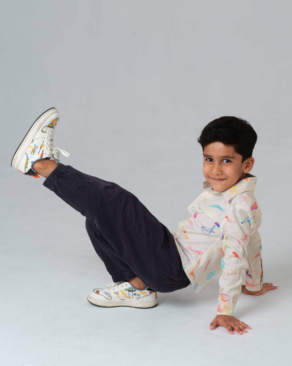 CIRO BRUSHSTROKE PRINT LYCRA LINEN SHIRT BOY