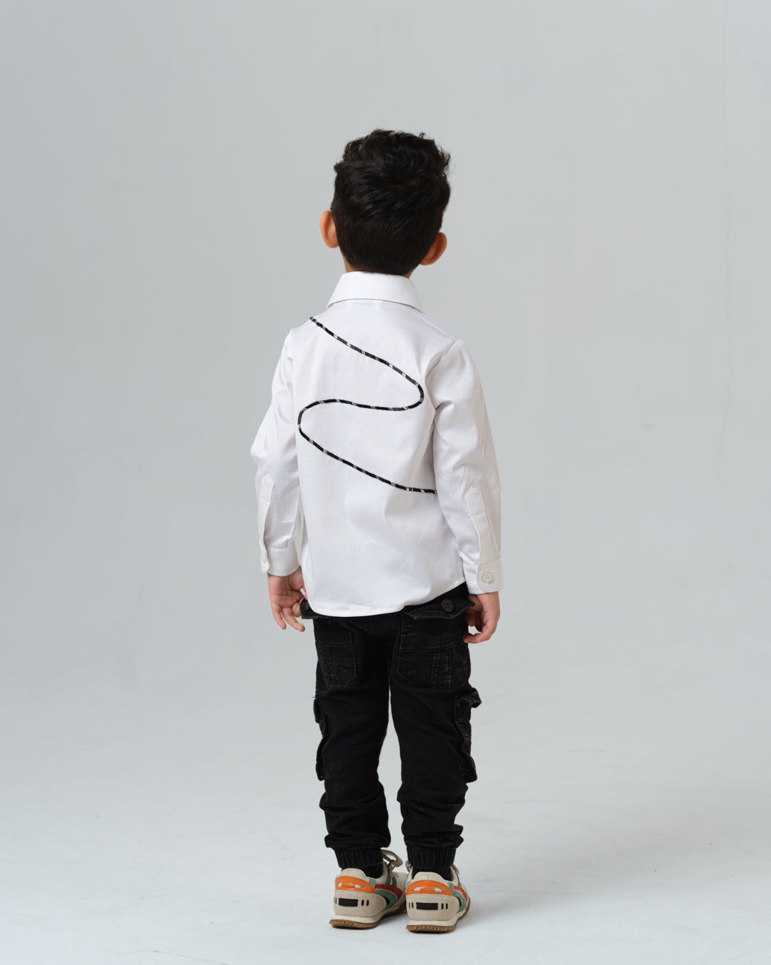 COCKTAIL MONKEY HAND EMBROIDERED WHITE SHIRT BOY