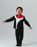 PAOLO RED AND BLACK ABSTRACT GEOMETRIC PATTERN SHIRT BOY