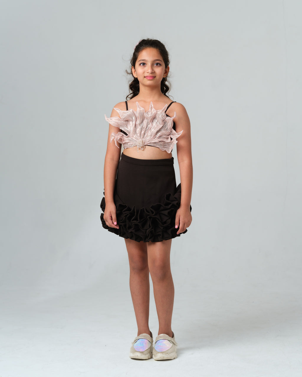 REGINA 3D FLORAL BLACK CO-ORD SET MINI