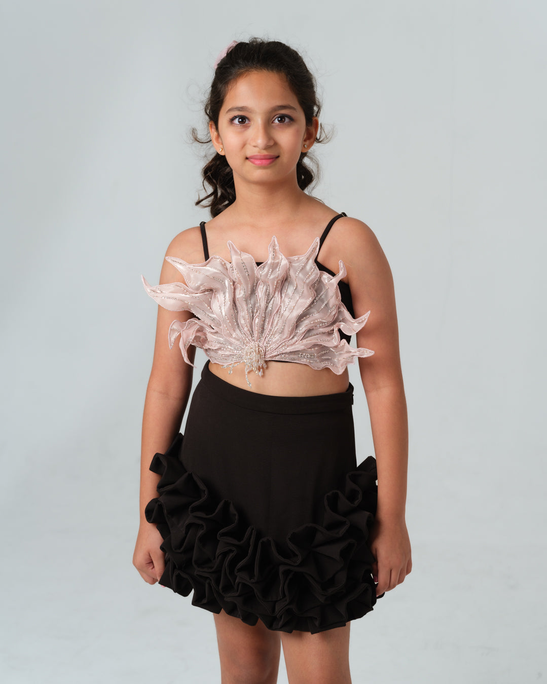 REGINA 3D FLORAL BLACK CO-ORD SET MINI