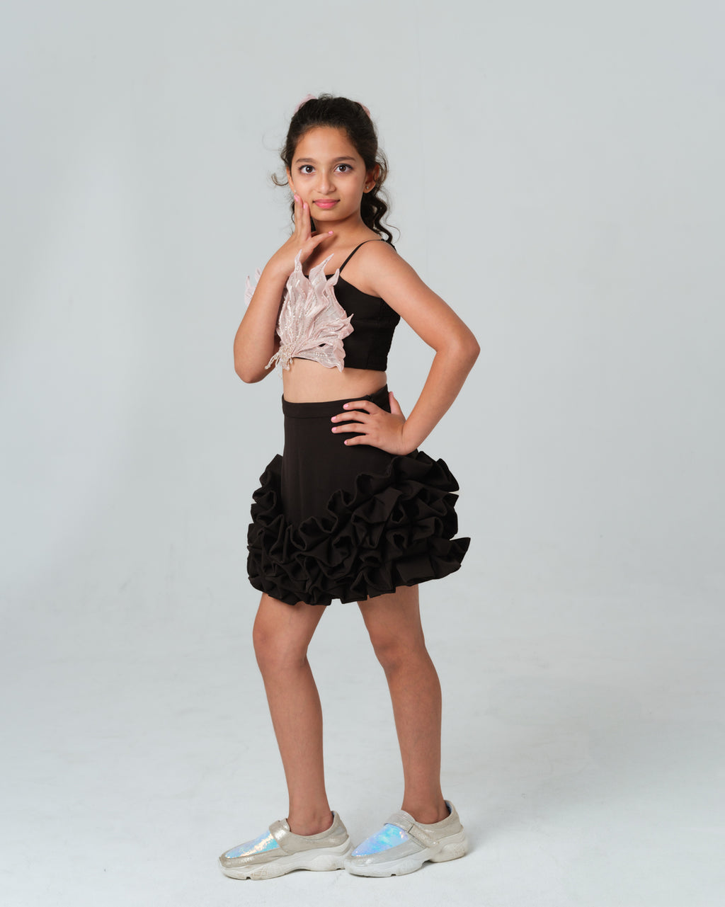 REGINA 3D FLORAL BLACK CO-ORD SET MINI