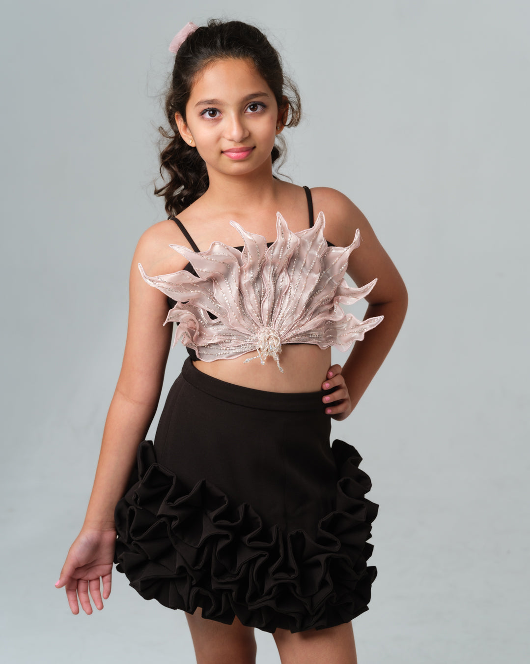 REGINA 3D FLORAL BLACK CO-ORD SET MINI