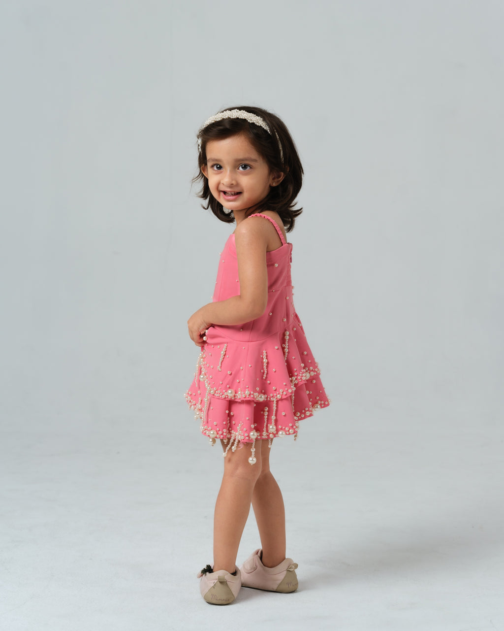 BEATRICE PINK PEARL TASSEL DRESS MINI