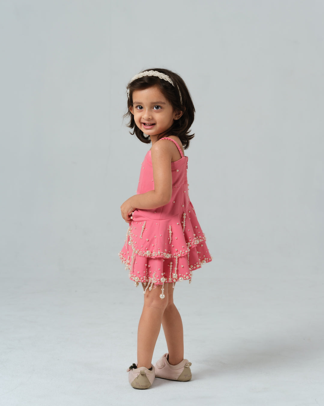 BEATRICE PINK PEARL TASSEL DRESS MINI