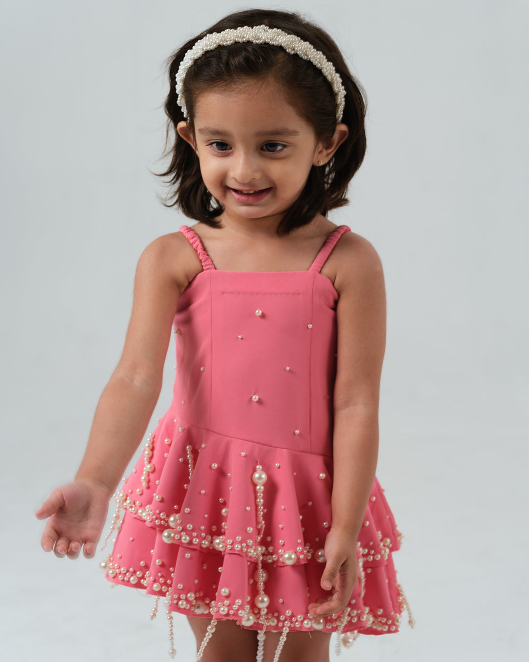 BEATRICE PINK PEARL TASSEL DRESS MINI