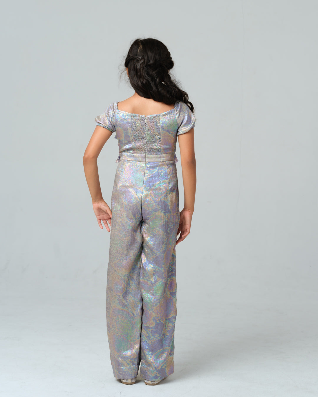 FEDERICA MULTICOLOR HOLOGRAPHIC CRYSTAL TASSEL JUMPSUIT MINI