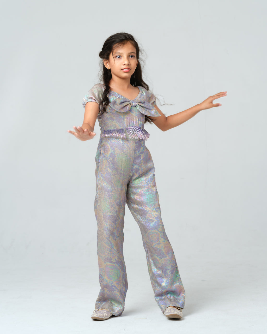 FEDERICA MULTICOLOR HOLOGRAPHIC CRYSTAL TASSEL JUMPSUIT MINI
