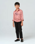 REINDEER PASTEL PINK HAND EMBROIDERED SHIRT BOY