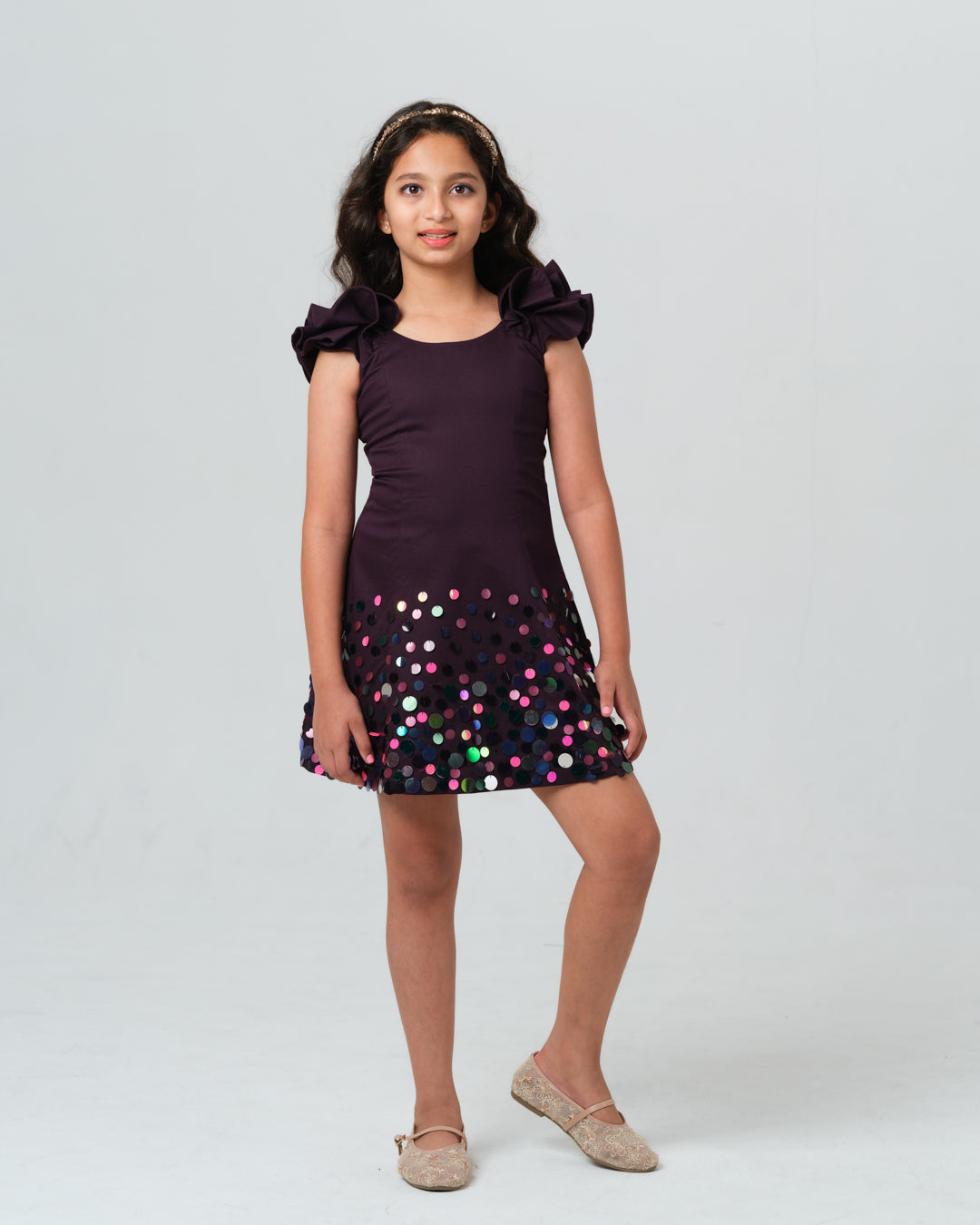 ELENORA DARK PURPLE SEQUIN DRESS MINI