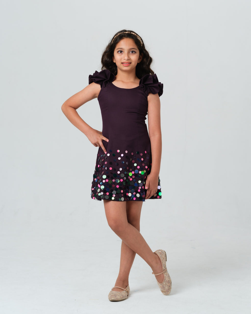 ELENORA DARK PURPLE SEQUIN DRESS MINI