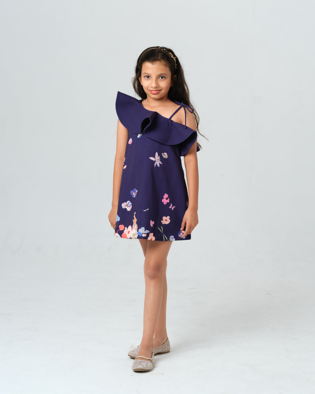 ZELINDA PURPLE OMBRE FLORAL PRINTED DRESS MINI