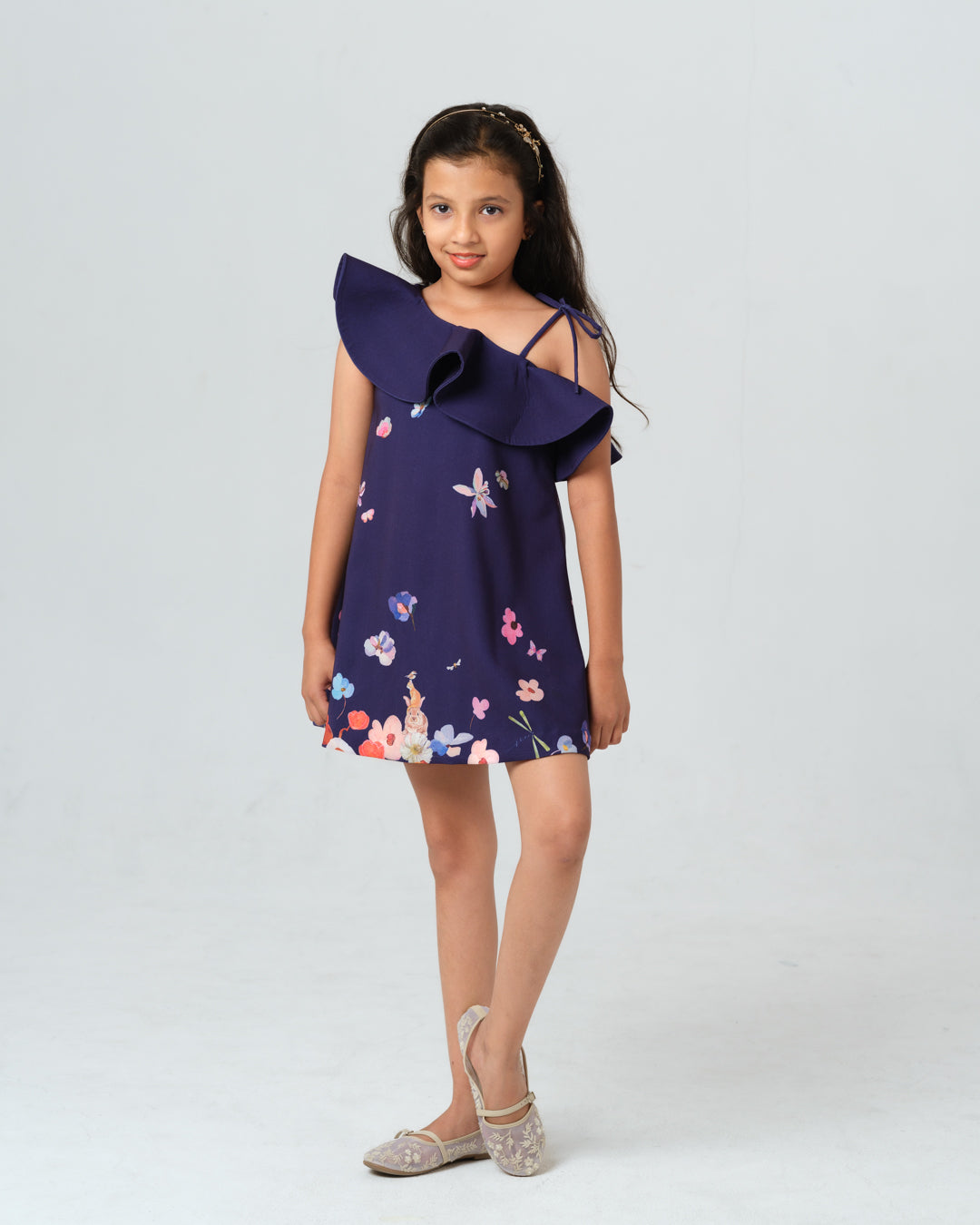 ZELINDA PURPLE OMBRE FLORAL PRINTED DRESS MINI