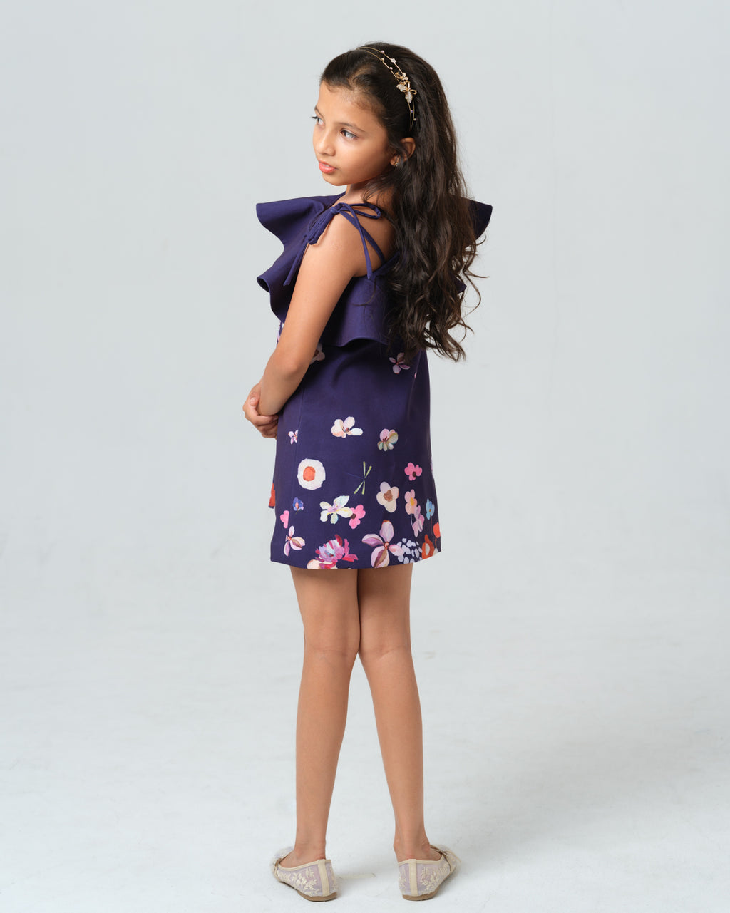 ZELINDA PURPLE OMBRE FLORAL PRINTED DRESS MINI
