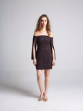 DIVINA BROWN OFF SHOULDER DRESS