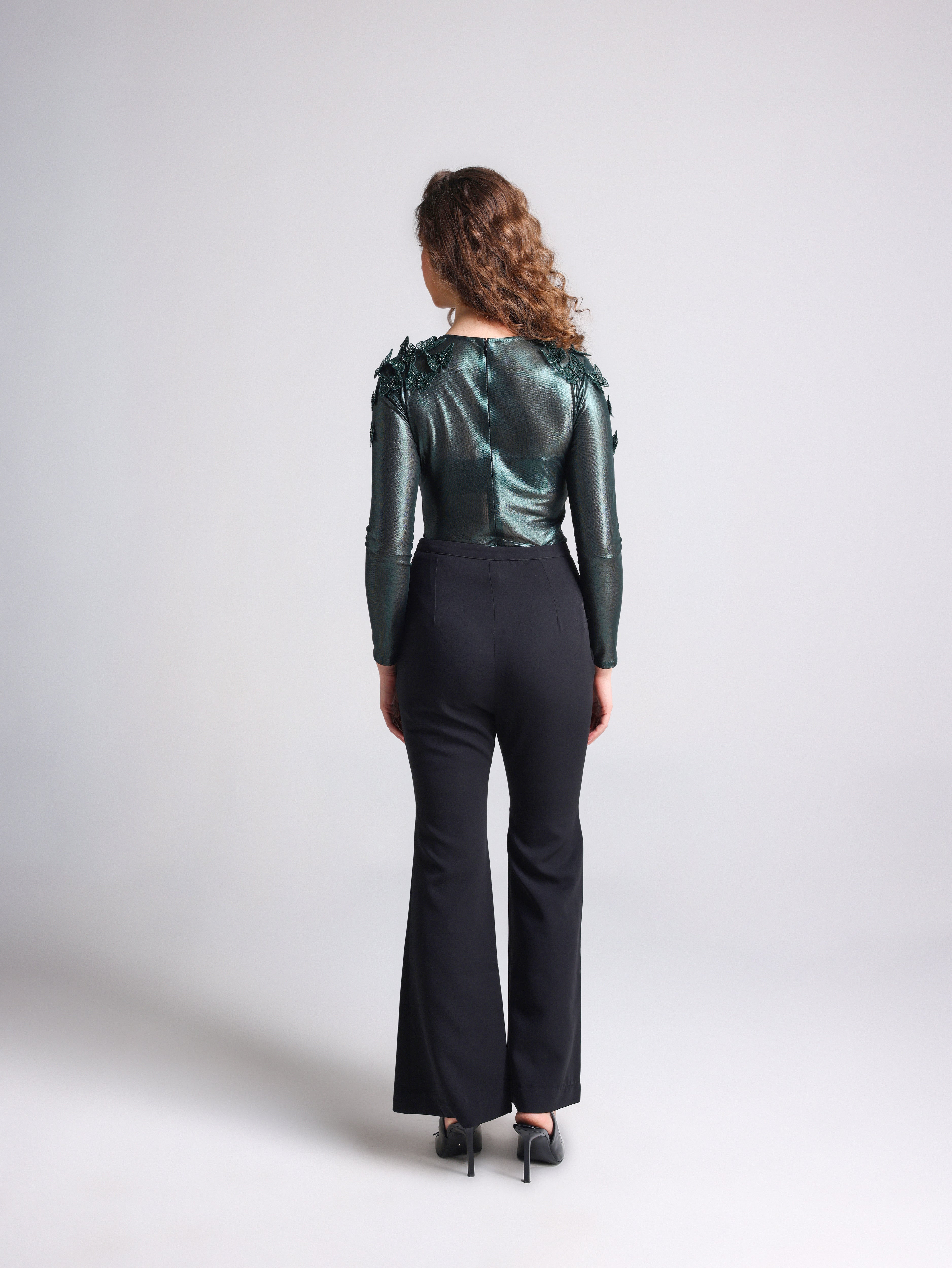 SIONA GREEN FOIL 3D BUTTERFLY BODYSUIT