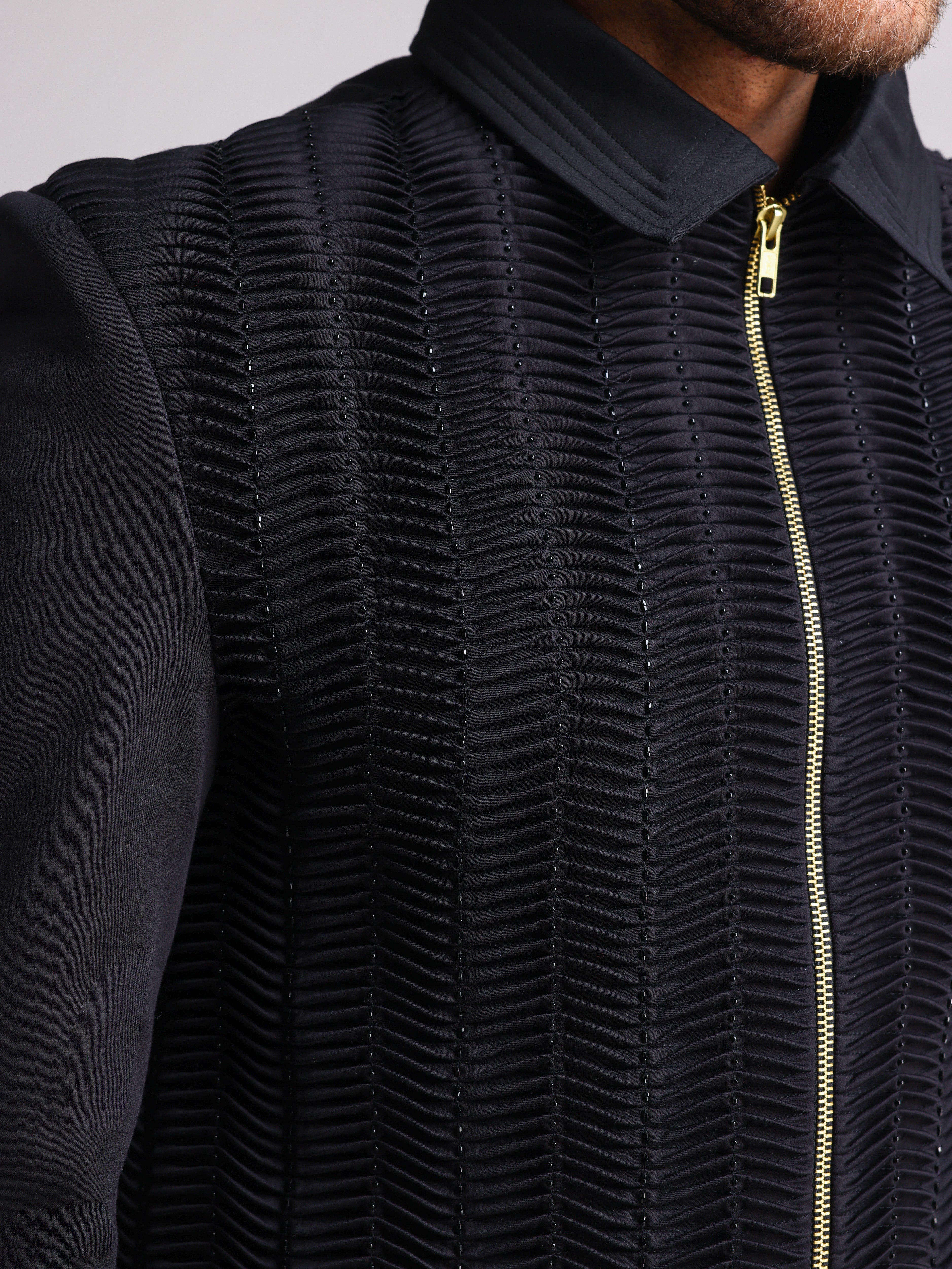 LUSSO BLACK BLING ZIPPER PARTY JACKET