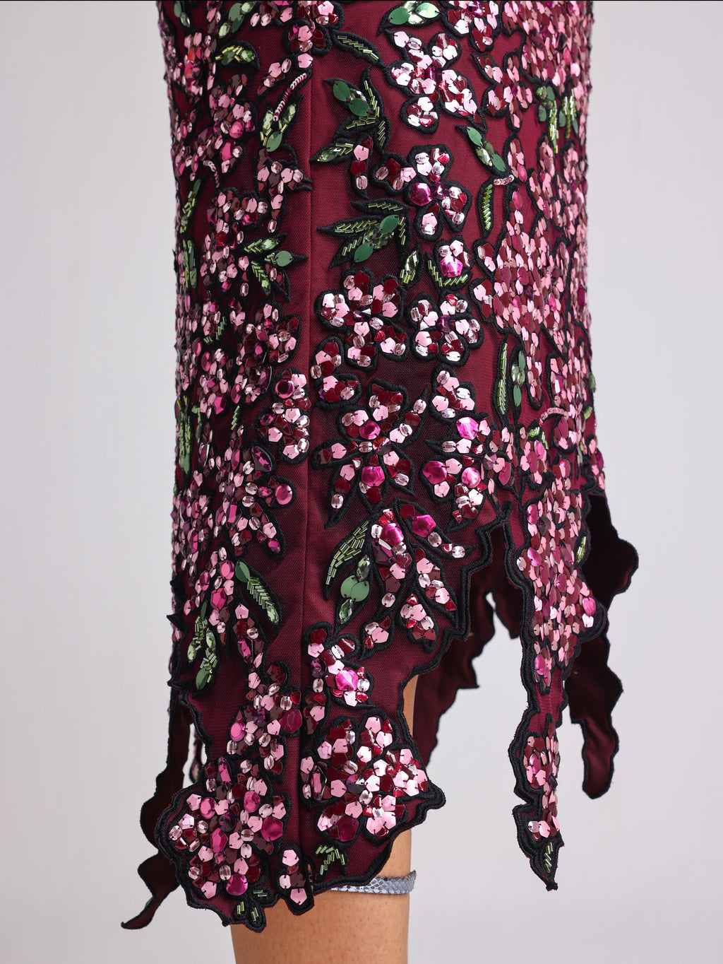 ESTELLA WINE CUTWORK DRESS