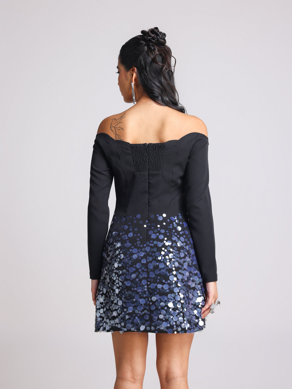 NOIRE BLACK OFF SHOULDER SHORT DRESS