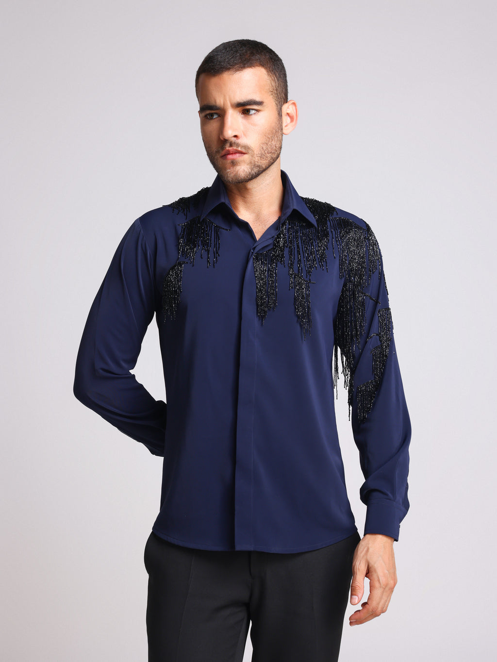MOVIDA BLUE TASSEL SHIRT