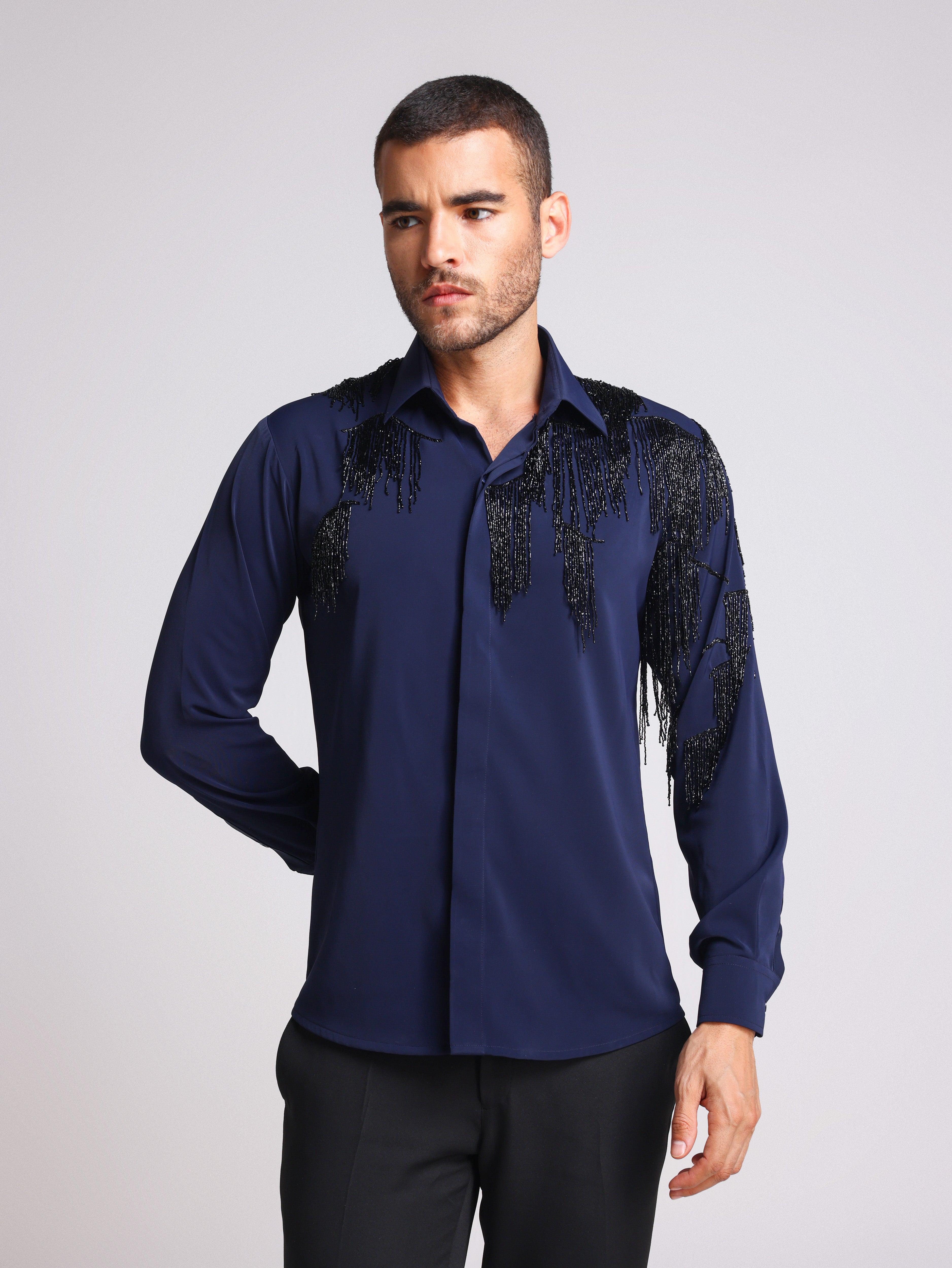 MOVIDA BLUE TASSEL SHIRT
