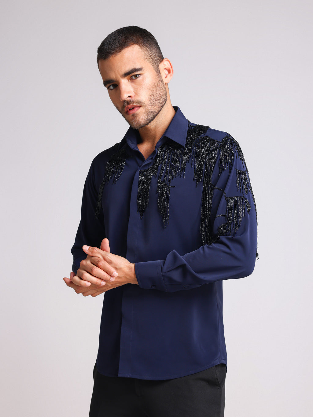 MOVIDA BLUE TASSEL SHIRT