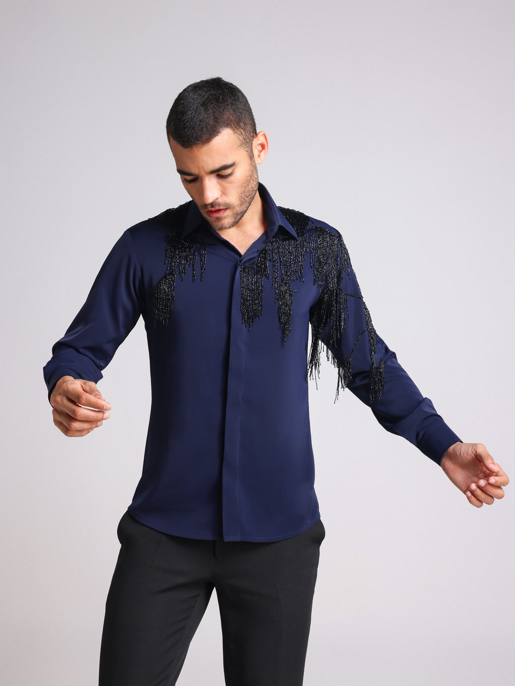 MOVIDA BLUE TASSEL SHIRT
