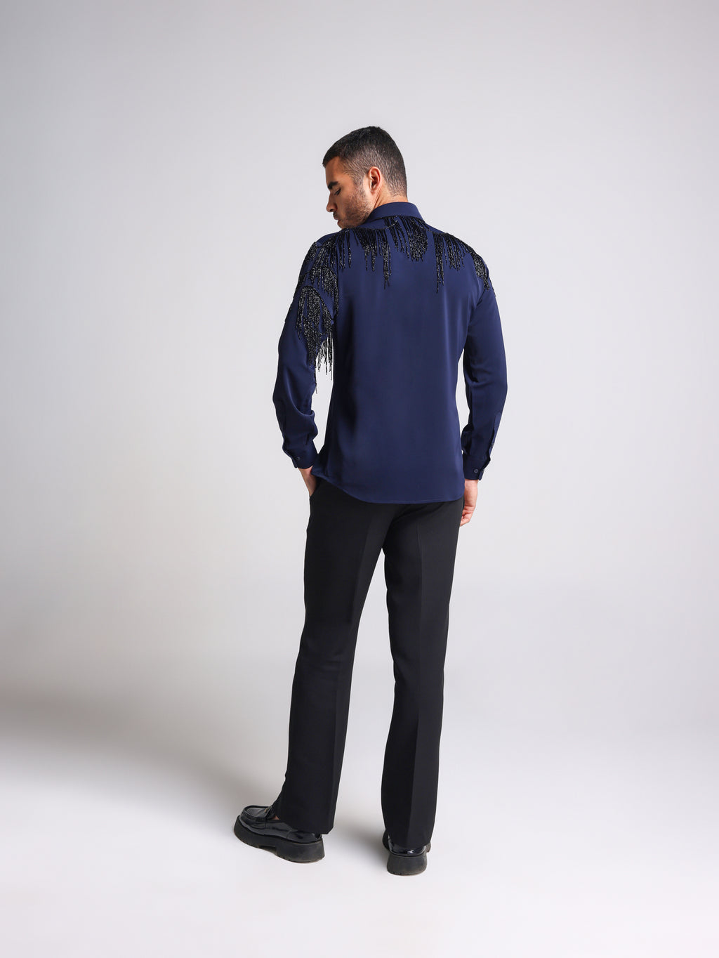 MOVIDA BLUE TASSEL SHIRT