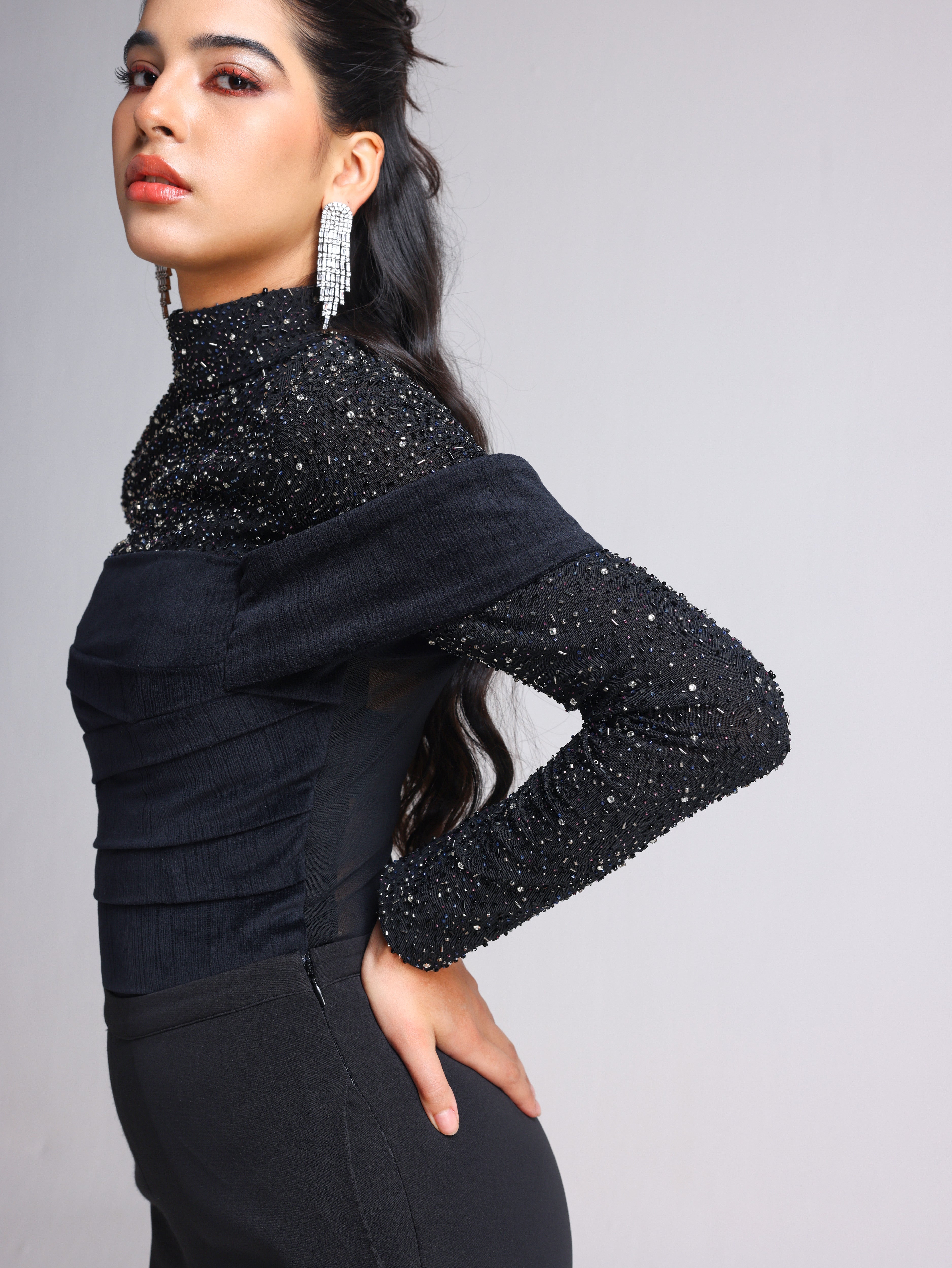 VITORIA STARDUST BLACK BODYSUIT