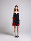 ROSEY BLACK 3D ROSETTE TEXTURED DRESS