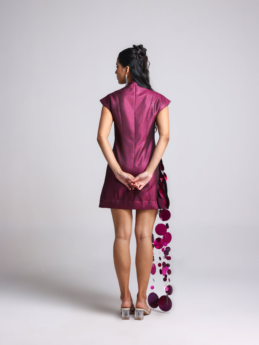 SCENA PINK METALLIC TASSEL DRESS