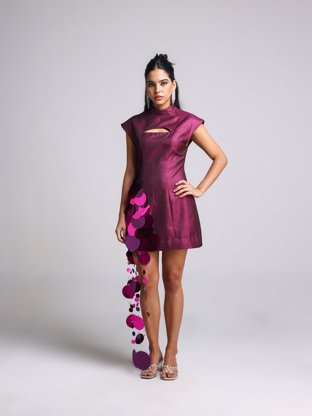 SCENA PINK METALLIC TASSEL DRESS