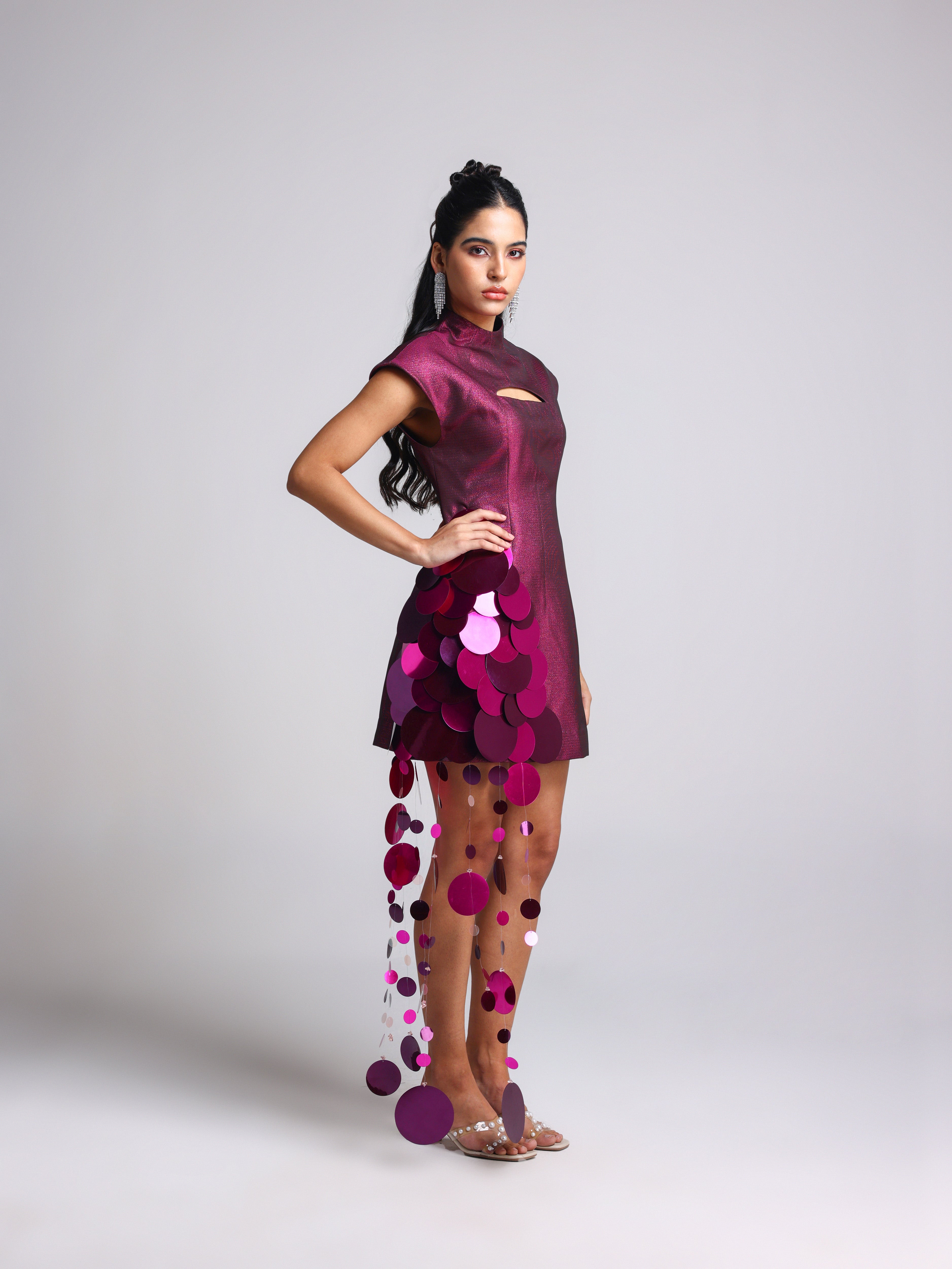 SCENA PINK METALLIC TASSEL DRESS