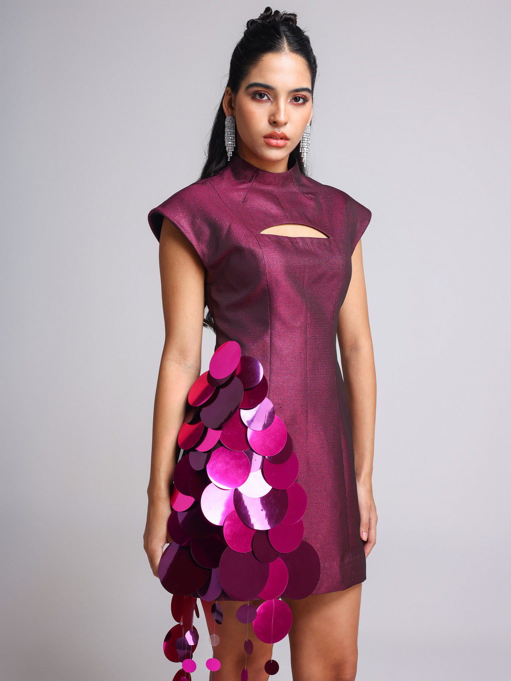 SCENA PINK METALLIC TASSEL DRESS