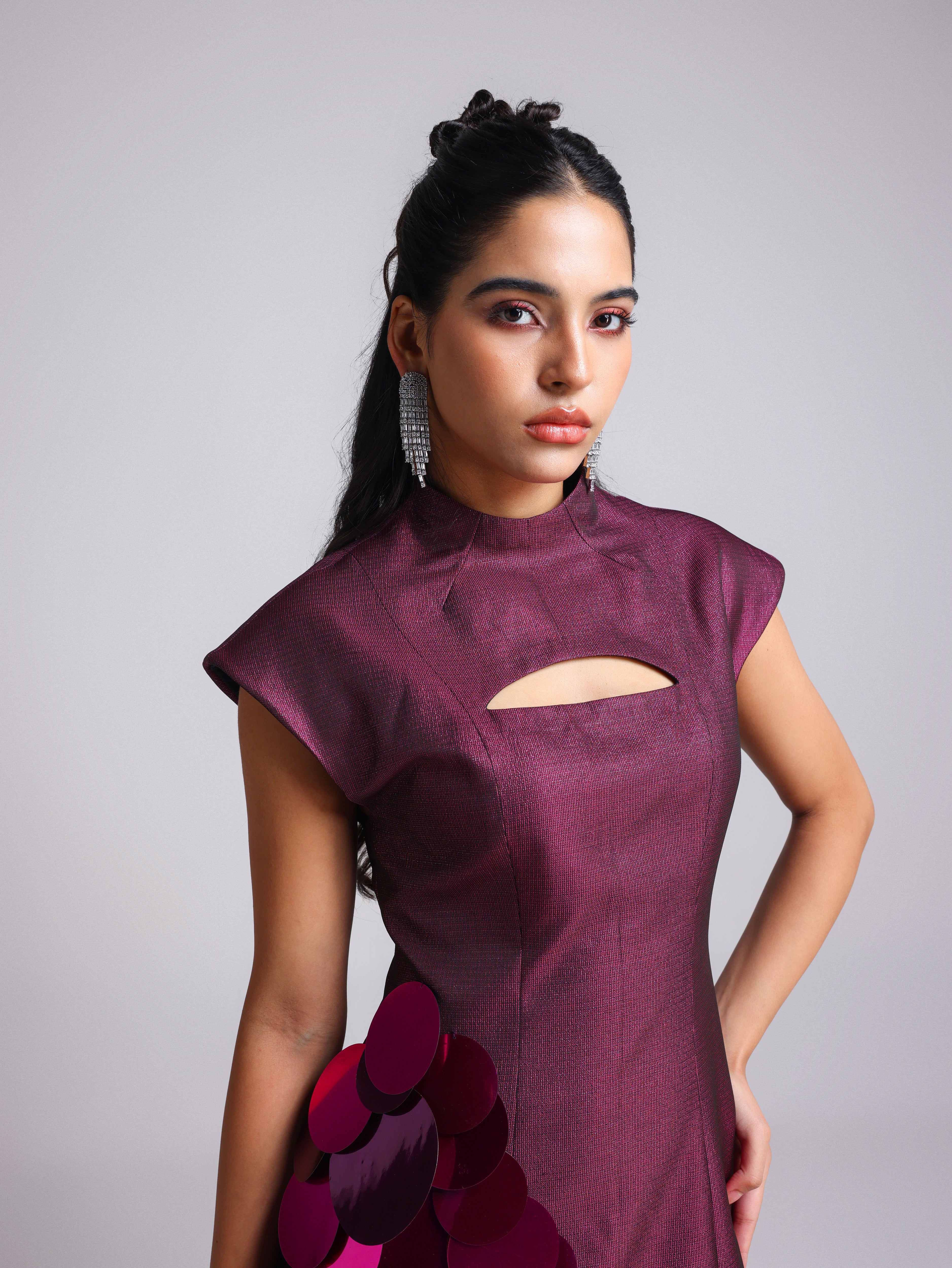 SCENA PINK METALLIC TASSEL DRESS