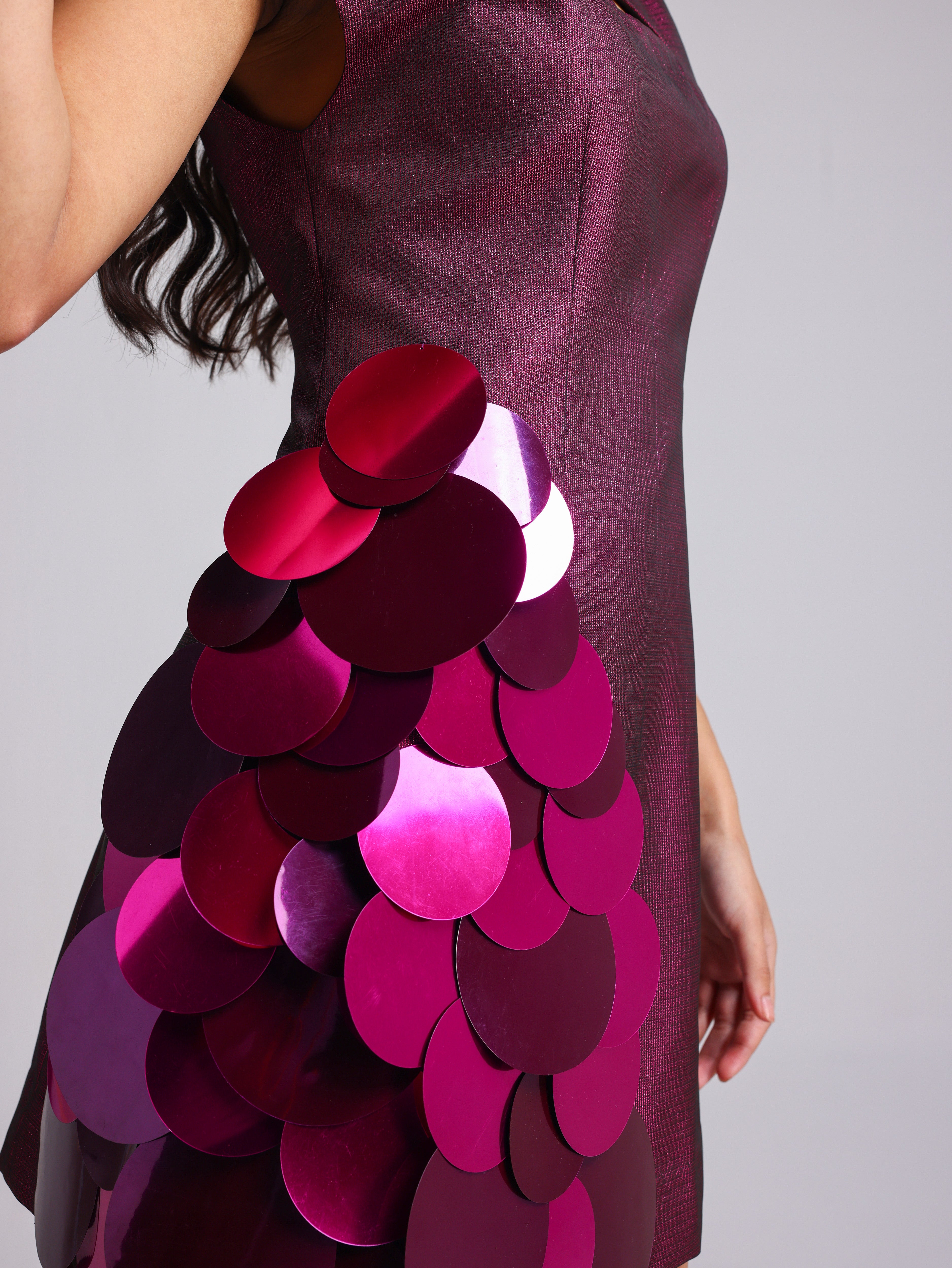 SCENA PINK METALLIC TASSEL DRESS